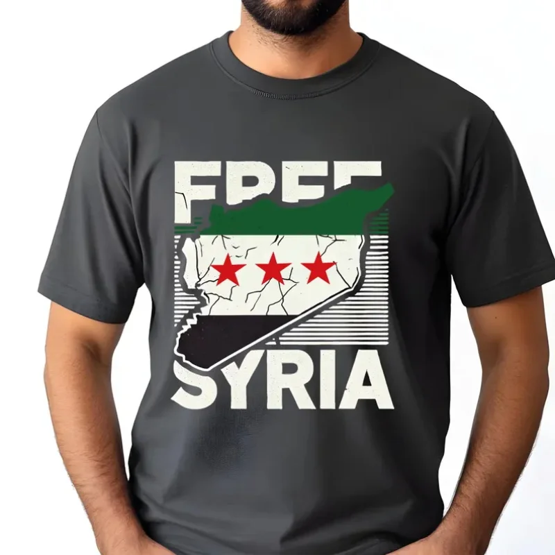 

Free Syria Tshirt For Men Liberation Of Syria Designed Tee Shirts New In Short Sleeve Oversized Freedom For Syria T Shirts Tops