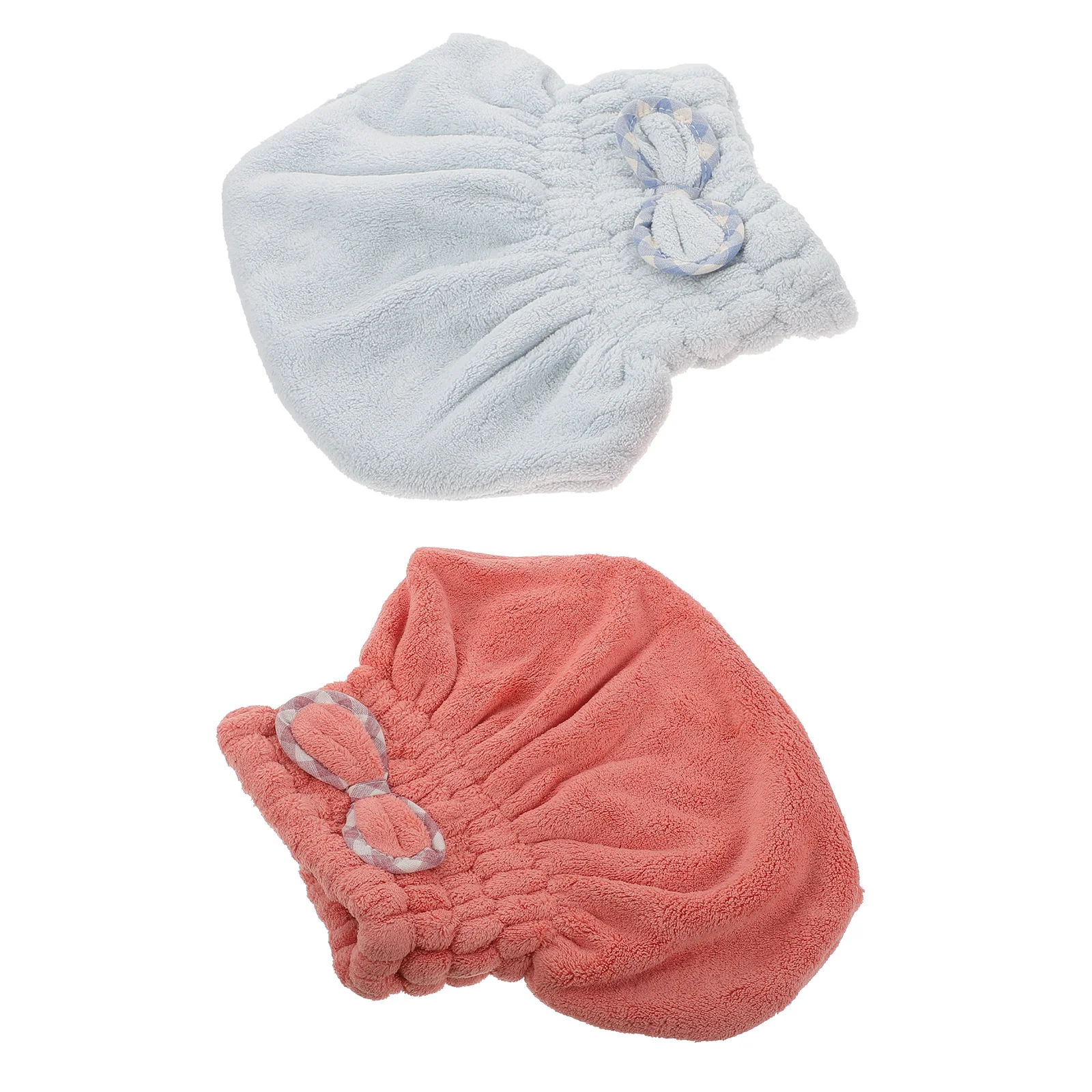 

2Pcs Absorbent Hair Towels Cute Cartoon Coral Fleece Quick Dry Caps Soft Water Absorbent Hair Drying Hats Bathing Caps