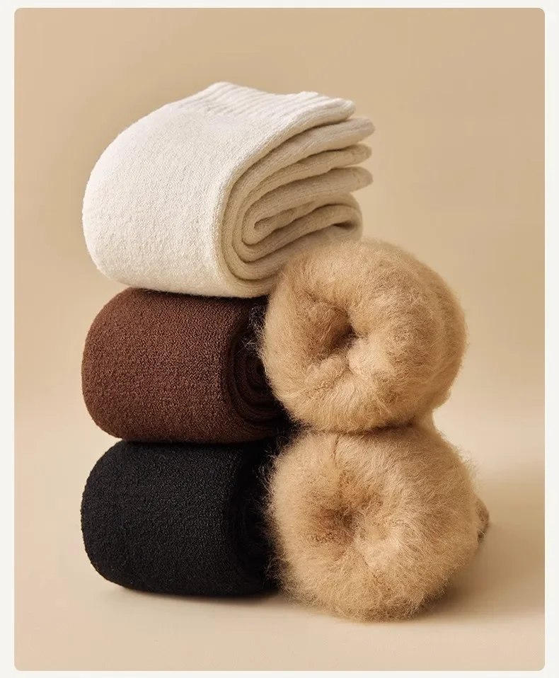 Overknee-Socken für Damen, mit Thermo-Fleece gefüttert, verdickte Wolle, Beinwärmer, Winter-Knieschutz gegen Kälte – Detail 2