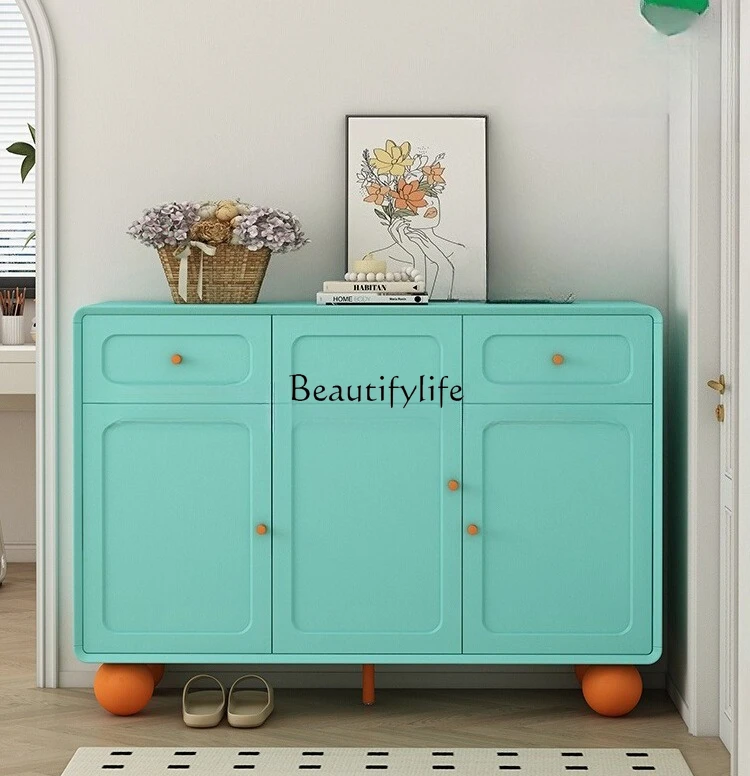 

French Cream Style Shoe Cabinet New Entryway Cabinet Home Doorway Ultra-Narrow Model