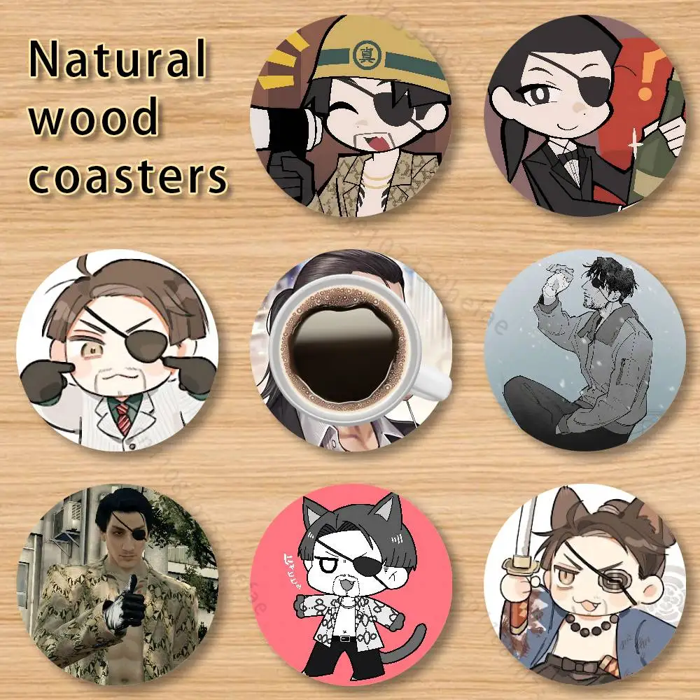 

Goro Majima Game Y-Yakuza wooden anti-slip coasters, suitable for home office and living room decoration