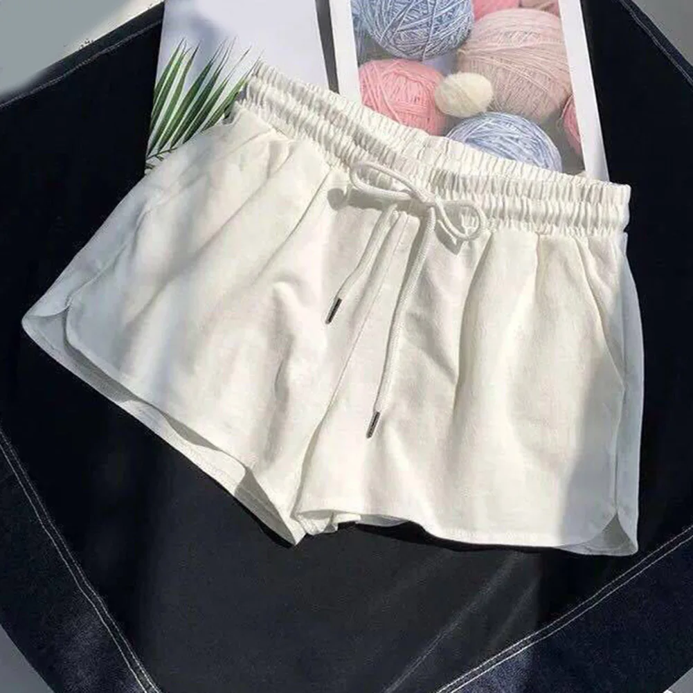 Pantalones cortos casuales con cintura elástica para mujer con ajuste de pierna ancha y suelto, adecuados para deportes, uso diario en el hogar y las vacaciones