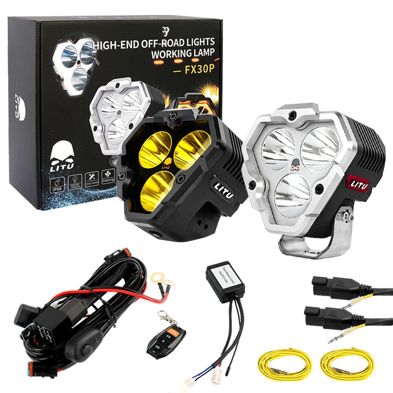 

4inch Triangle Light 120W LED Work Headlamp for SUV Tractors Motorcycle Offroad Truck Accessories 12V Auto Flood Amber Car Light