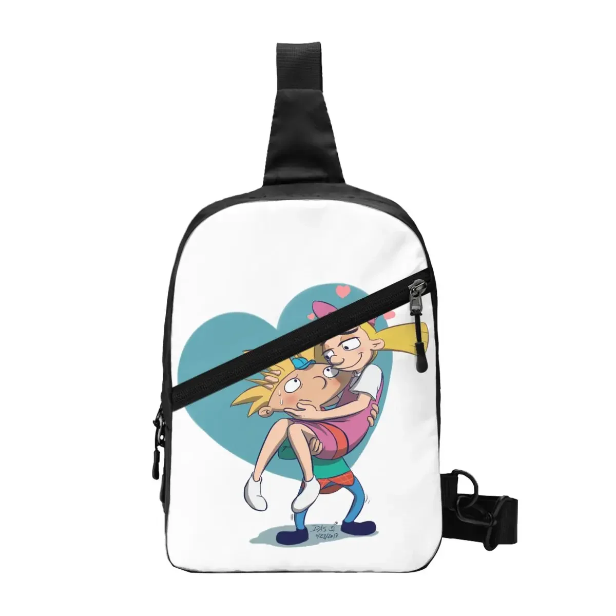 Custom Hey Arnold Anime Comedy Helga Pataki Sling Crossbody Backpack Men Shoulder Chest Bag for Travel Hiking Daypack