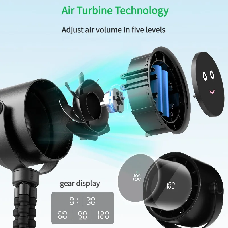 Ventilador USB portátil con Clip de pulpo, ventilador para cochecito de bebé con pantalla creativa de cara sonriente, ventilador de mano de escritorio para dormitorio de estudiante