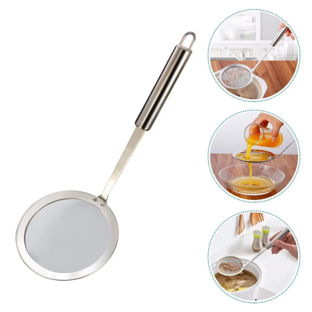 

304 Stainless Steel Fine Mesh Filter Multi-Function 100 Mesh Super Dense Filter Colander Handheld Skimmer Spoon