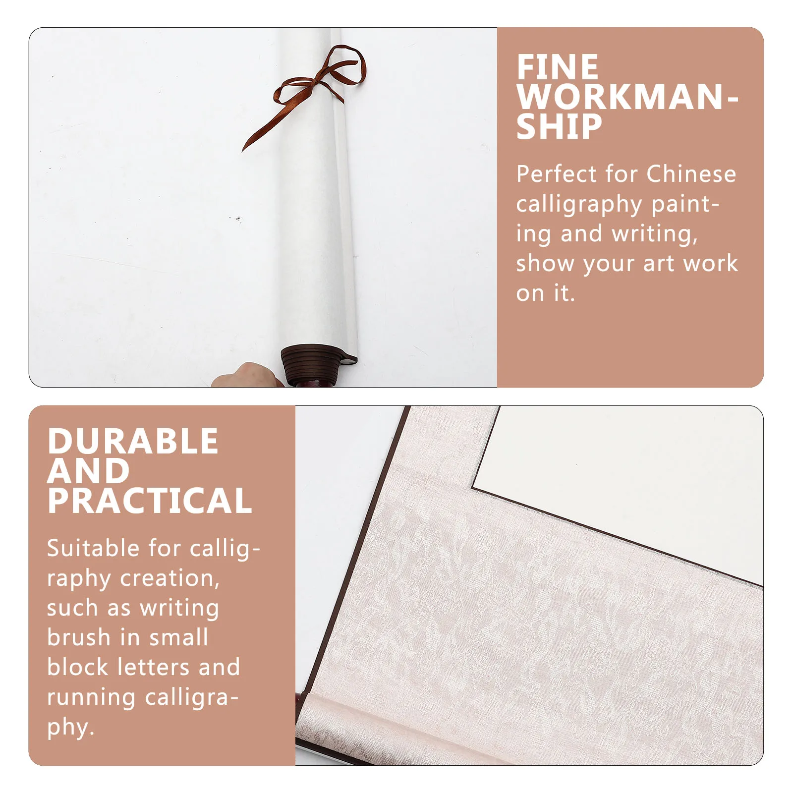 

2pcs Blank Hanging Scroll Calligraphy Paper Chinese Rice Drawing Writing Reel Durable Premium Compact Storage Wall Hanging Home