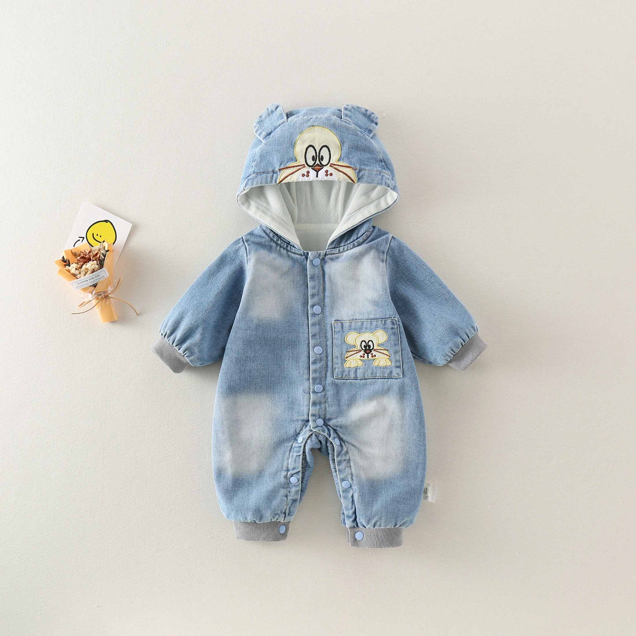 

Весенний джинсовый комбинезон для новорожденных мальчиков со шляпой, синий детский наряд, комбинезон для младенцев