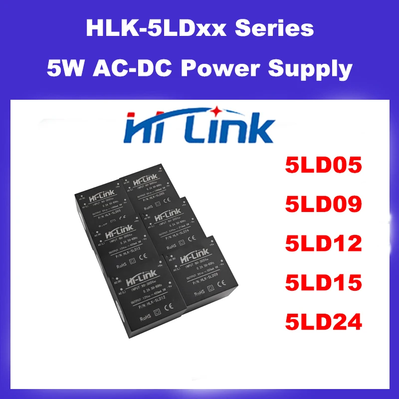 

Hi-Link HLK-5LD05 5LD09 5LD12 5LD15 5LD24 AC-DC Isolated Power Supply Module 5/9/12/15/24V 5W Converter for Industrial Control