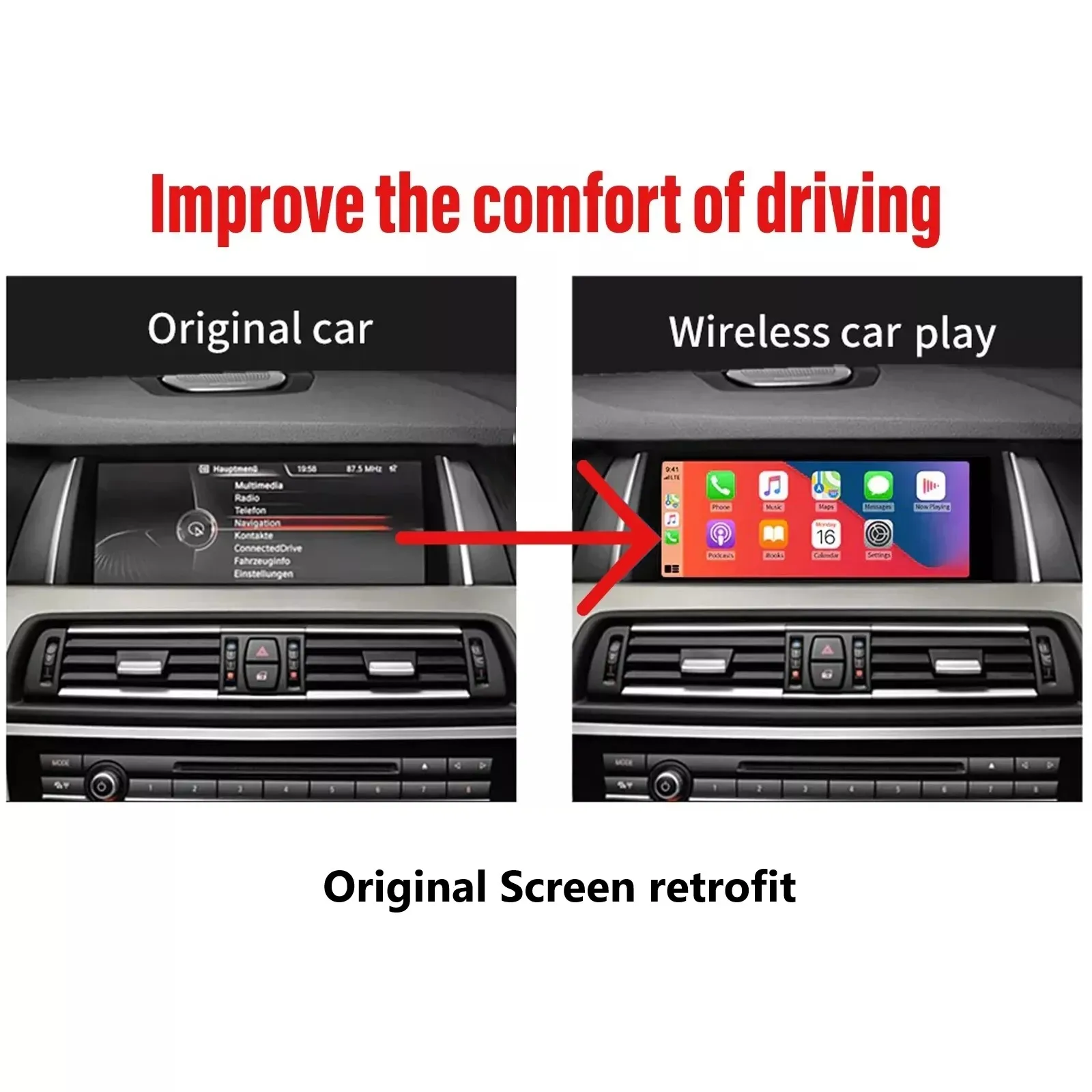 وحدة CarPlay وAndroid اللاسلكية لسيارات BMW 1 2 3 4 5 6 7 X1 X3 X5 NBT CIC AirPlay Mirror-Link Car Play Retrofit Module #2