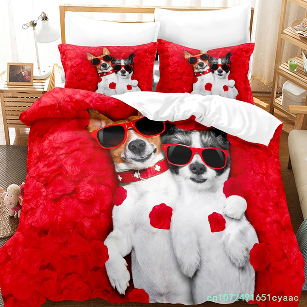 2014 Cute Dog Bedding Set Single Twin Full Queen King Size Pet Dog Bed Set Teenager Bedroom Duvetcover Sets 3D Print 037