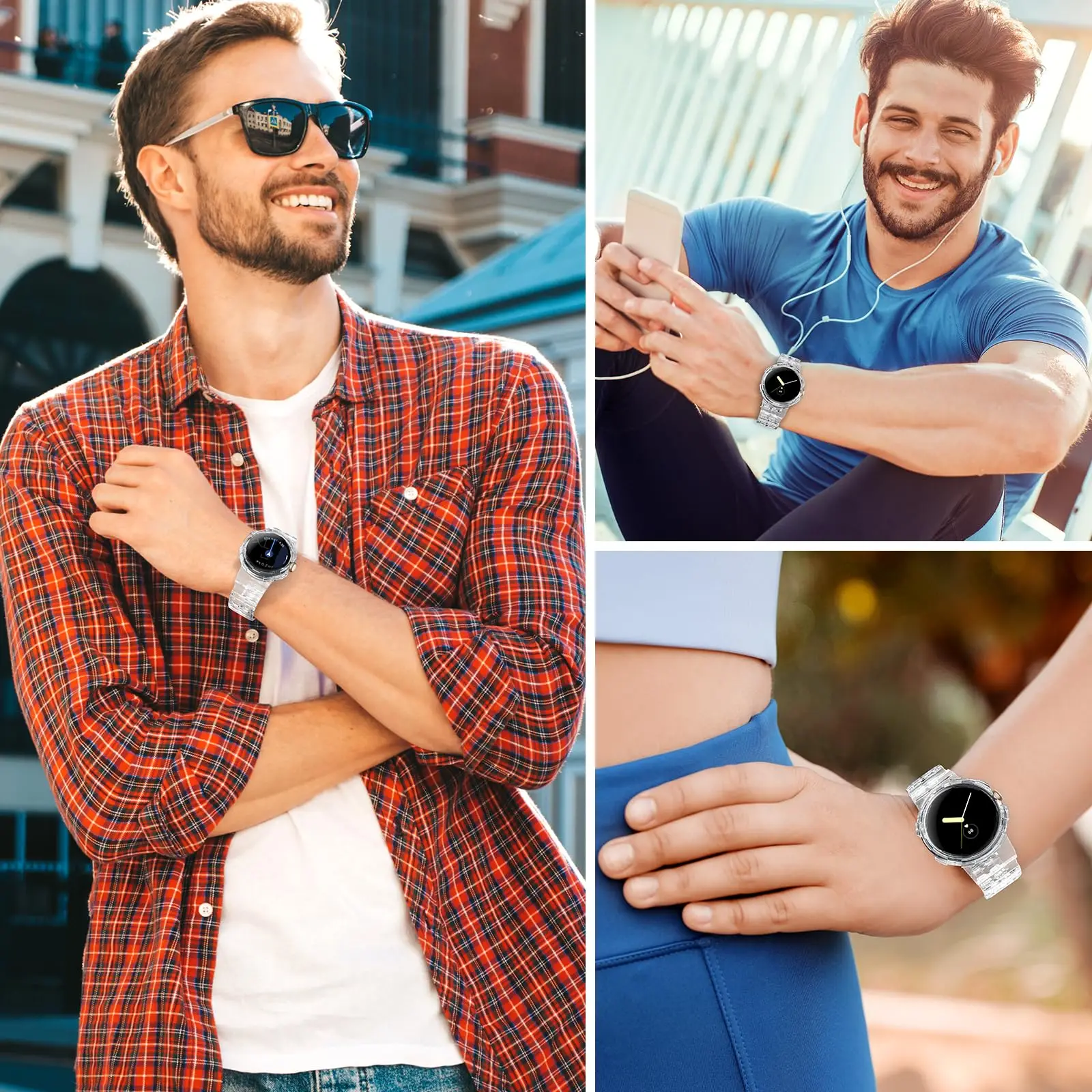 حافظة شفافة + حزام لساعة جوجل بيكسل 4 3 2 41 مللي متر ملحقات الرياضة Smartwatch لينة سوار من البولي يوريثان كوريا بيكسل حزام (استيك) ساعة