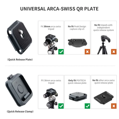 Imagen 2 del producto Adaptador de placa de liberación rápida PGYTECH con soporte de cámara con abrazadera Arca Swiss para Sony/Nikon//DJI soporte de configuración rápida con adaptador de trípodes