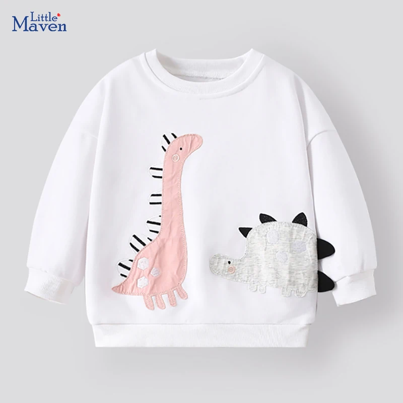 Little maven Baby Girls Hoodies Autumn Spring Embroidery Infants Girl Dinosaur Sweatshirts Casual Tops Cute Children\'s Clothing