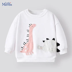 Little maven Baby Girls Hoodies Autumn Spring Embroidery Infants Girl Dinosaur Sweatshirts Casual Tops Cute Children's Clothing