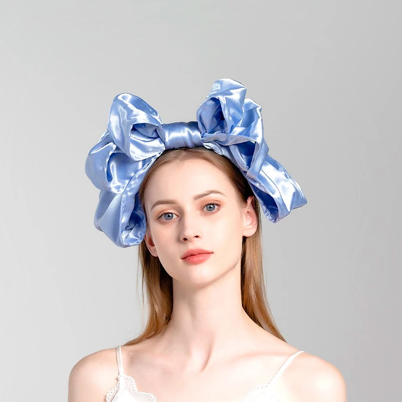 

Fashion Sweet Solid Color Big Bow Headband Lolita Satin Three-Dimensional Versatile Twist Hair Hoop Women Girl Hair Styling Tool
