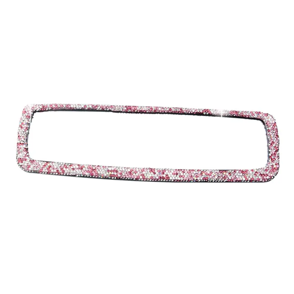 

ABS Car Rearview Mirror Cover With Rhinestones Pink Interior Decor