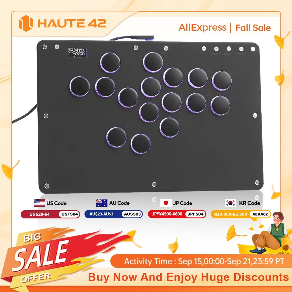 

Haute42 Stickless Arcade Stick Hitbox Leverless Controller For PC/ PS4/PS5 /Steam Arcade Controller For Switch Hitbox fightstick