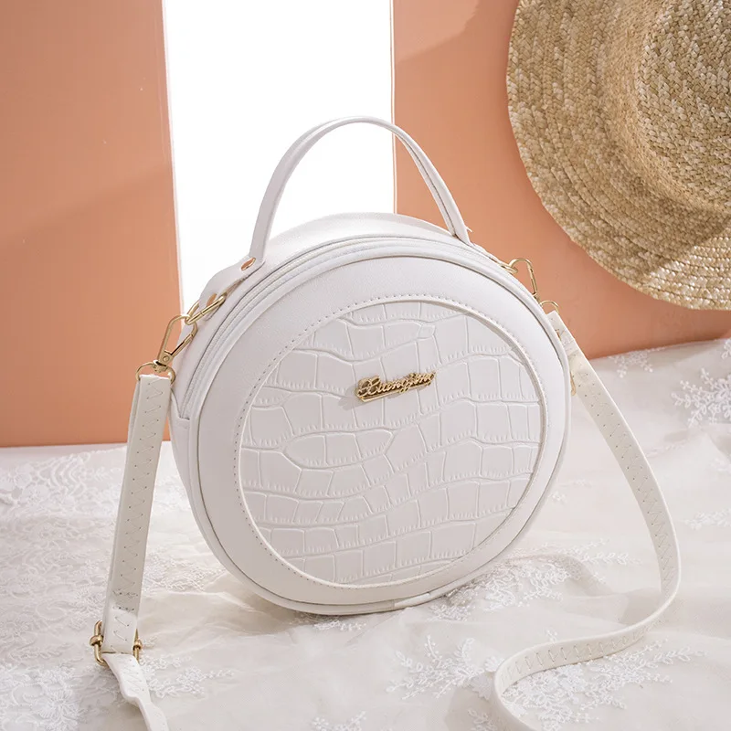 

Fashion Style Crocodile Pattern Small Round Single Shoulder Diagonal Straddle Handheld Women's Bag