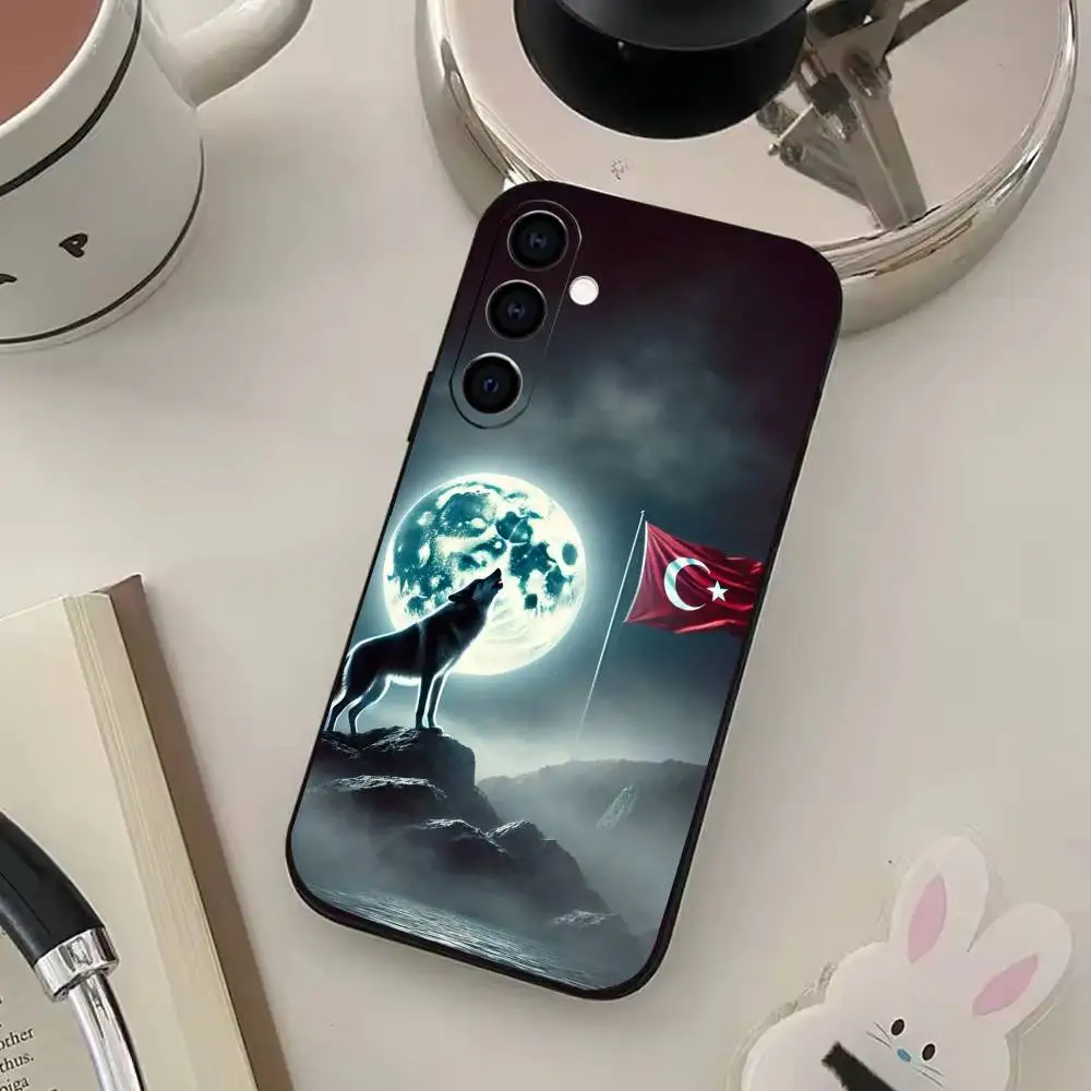Turkey Flag bozkurt Turk Wolf Phone Case For Samsung Galaxy A73,A72,A71,A70,A53,A52,A51,Soft Silicone Black Cover