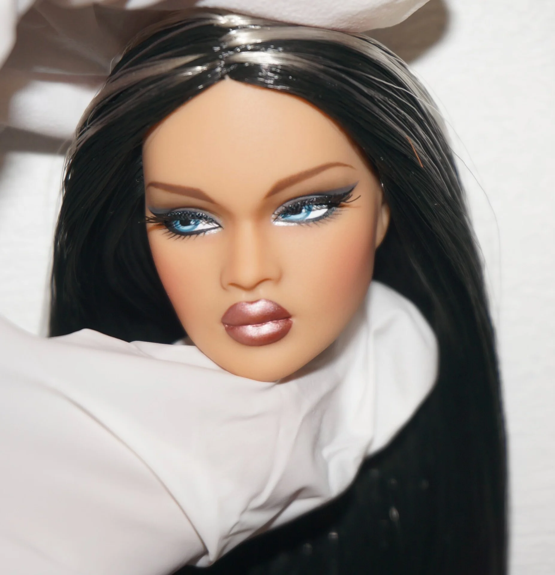 Handmade OOAK FR Nadja Doll Head, Artist Repaint & Saran Reroot, Custom Replacement Head Compatible with Poppy Parker