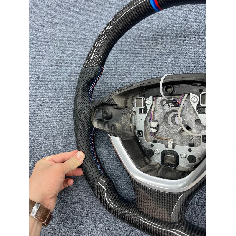 Picture 4: For Sport Heated Vibration Distro Paddle Steering Wheel Leather for Carbon Fiber 3 Spokes 35mm Grip  A3/A5 6 Series 3