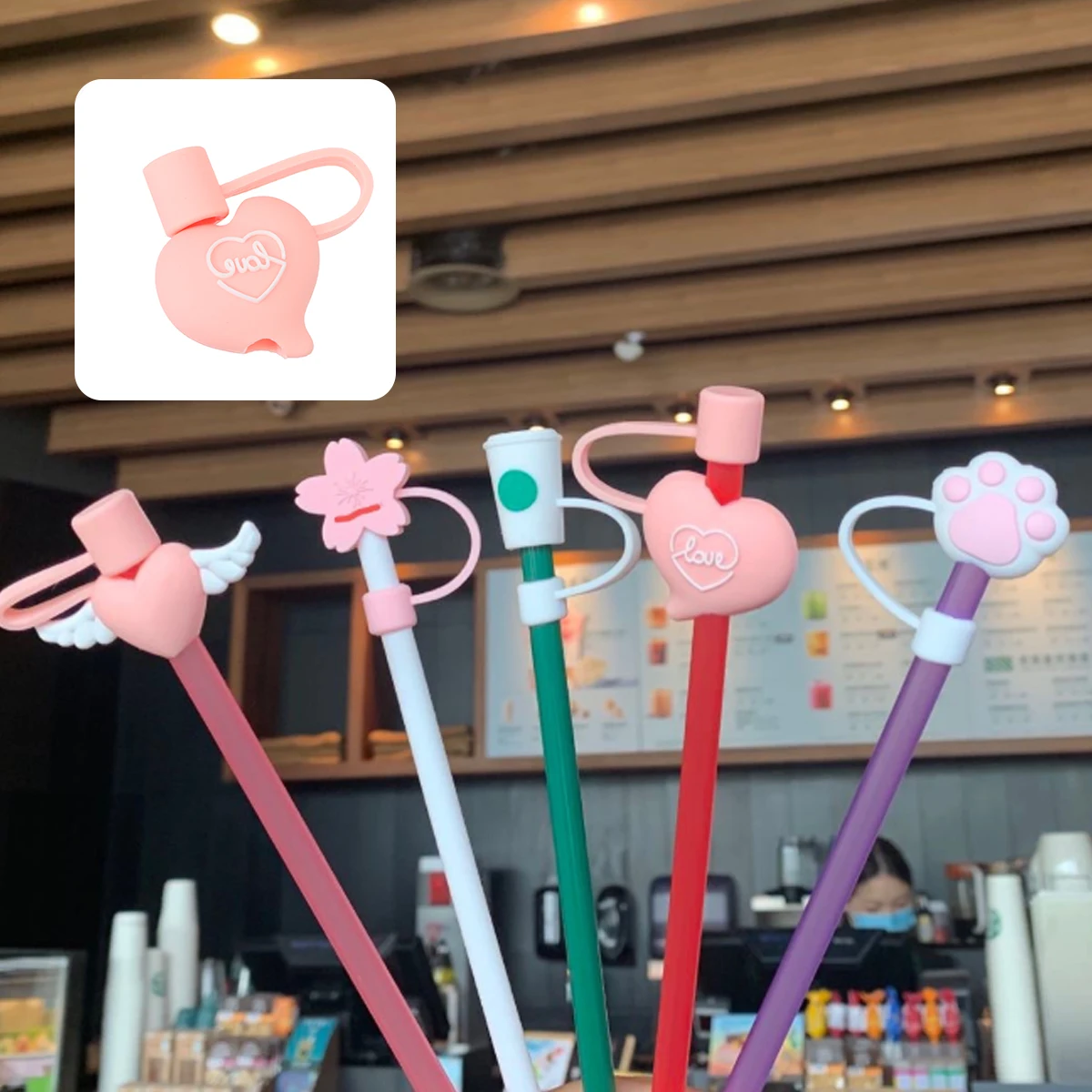 

3pcs Silicone Straw Cover Leak-Proof Safe Material For 6-8Mm Straws Cute Cartoon Style Party Accessories Straw Plug