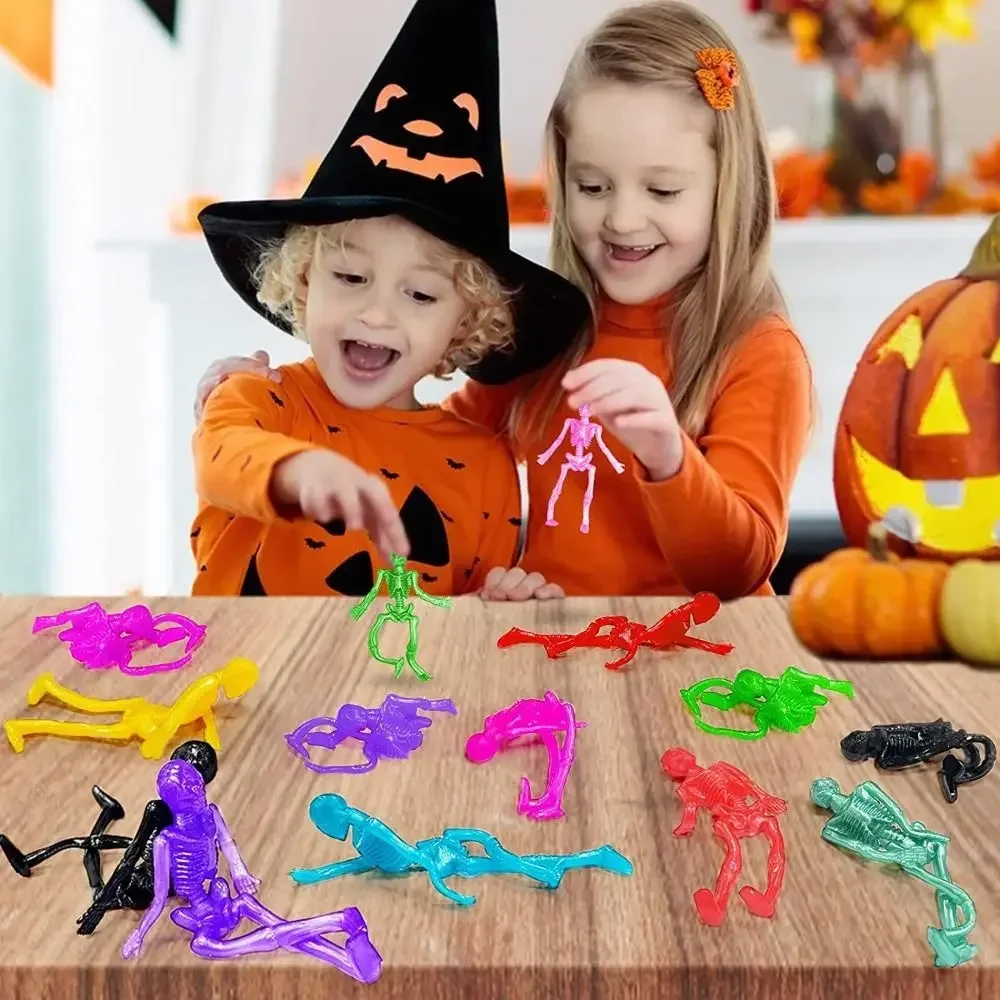 10 قطعة TPR هالوين بسط اللعب الهيكل العظمي السائبة هالوين هالوين الهياكل العظمية الإغاثة لعبة مرونة الضغط