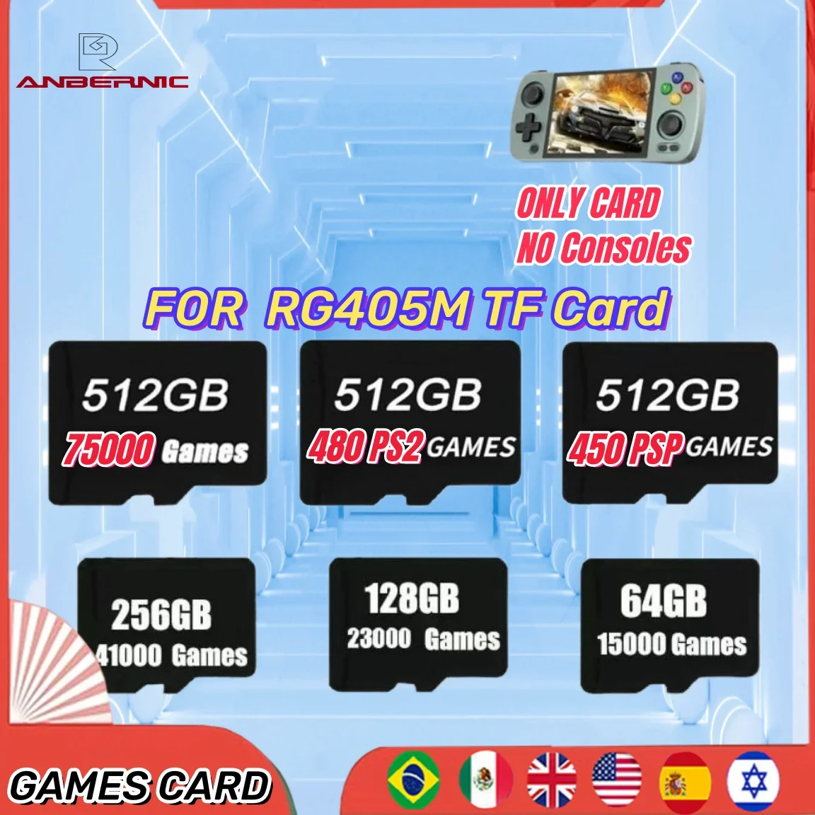 ANBERNIC RG405M Mamory Card TF Card  512G PSP PS2 GAMES Preloaded Games Retro Handheld Game Consoles Classic FBA GBA GBC MAME Sd