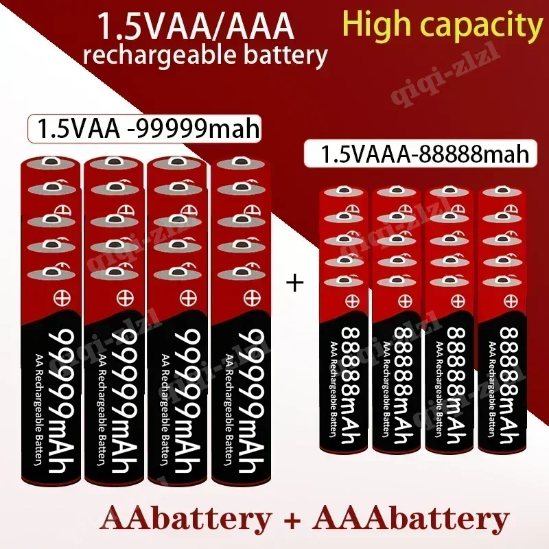 

2024 New AA+AAA Battery 1.5VAA High Capacity 99999mAh+1.5VAA88888mAh Alkaline 1.5V Clock Toy Camera Battery Rechargeable Battery