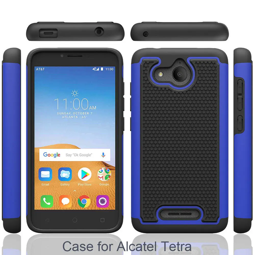 Dual Layer Hybrid Armor Case Shockproof  Heavy Duty Protective Cover For Alcatel Tetra 5041C