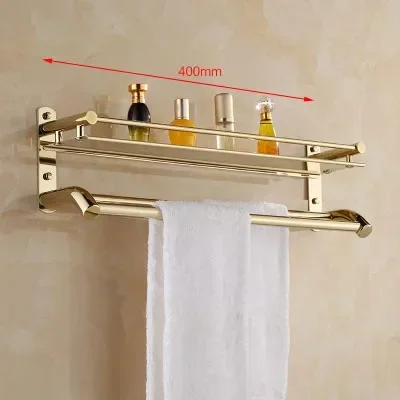 Gold Shower Rack Layer Number Bathroom Accessories Bathroom Towel Shelf 2 Layer Corner Storage Holder Shelves Bath Hardware Set