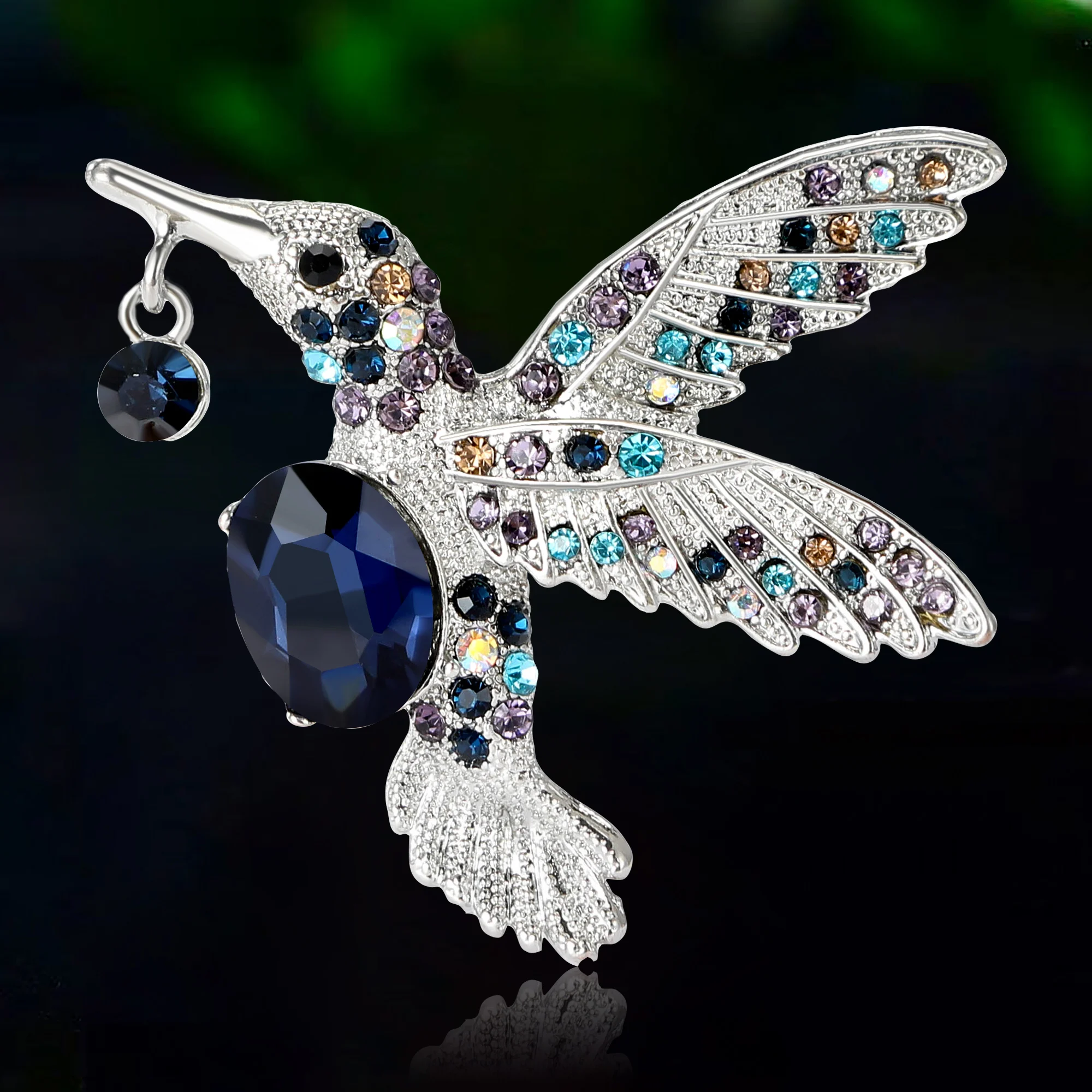 

New Rhinestone Hummingbird Brooches for Women Unisex Glass Animal Pins Event Party Backpack Decoration Clothes Accessories