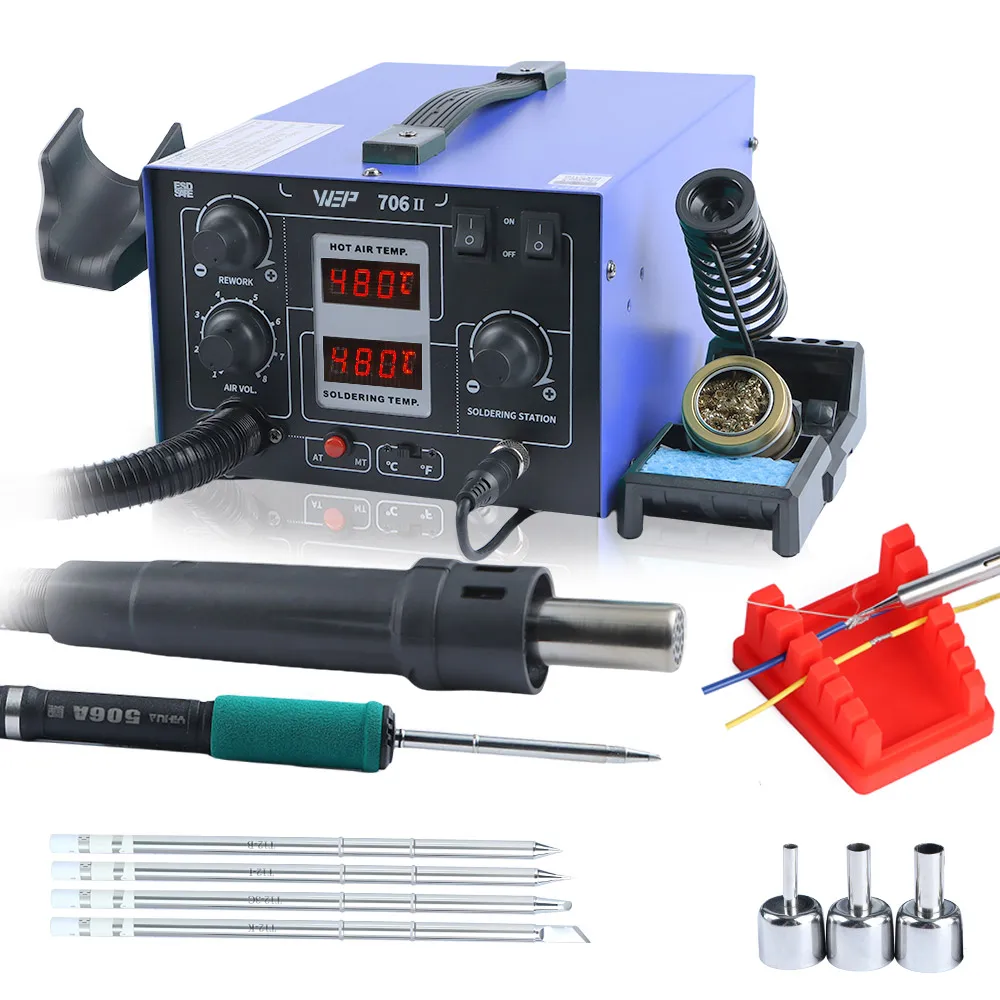 

WEP 706-II Desoldering Station With Electric T-12 Soldering Iron Kit Hot Air Rework Station Welding Machine Wire Clamp Bracket
