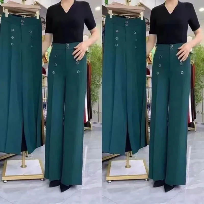 

Spring Autumn New Skirt Pants Ladies Joker Loose Pants Drape High-end Temperament Wrinkle-Resistant Wide-Leg Elastic Waist Pants