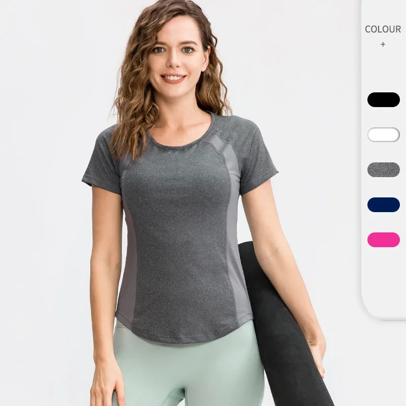 Camiseta deportiva de manga corta para mujer, ropa de Fitness para gimnasio, transpirable, secado rápido, camiseta ajustada para Yoga, camisetas para correr