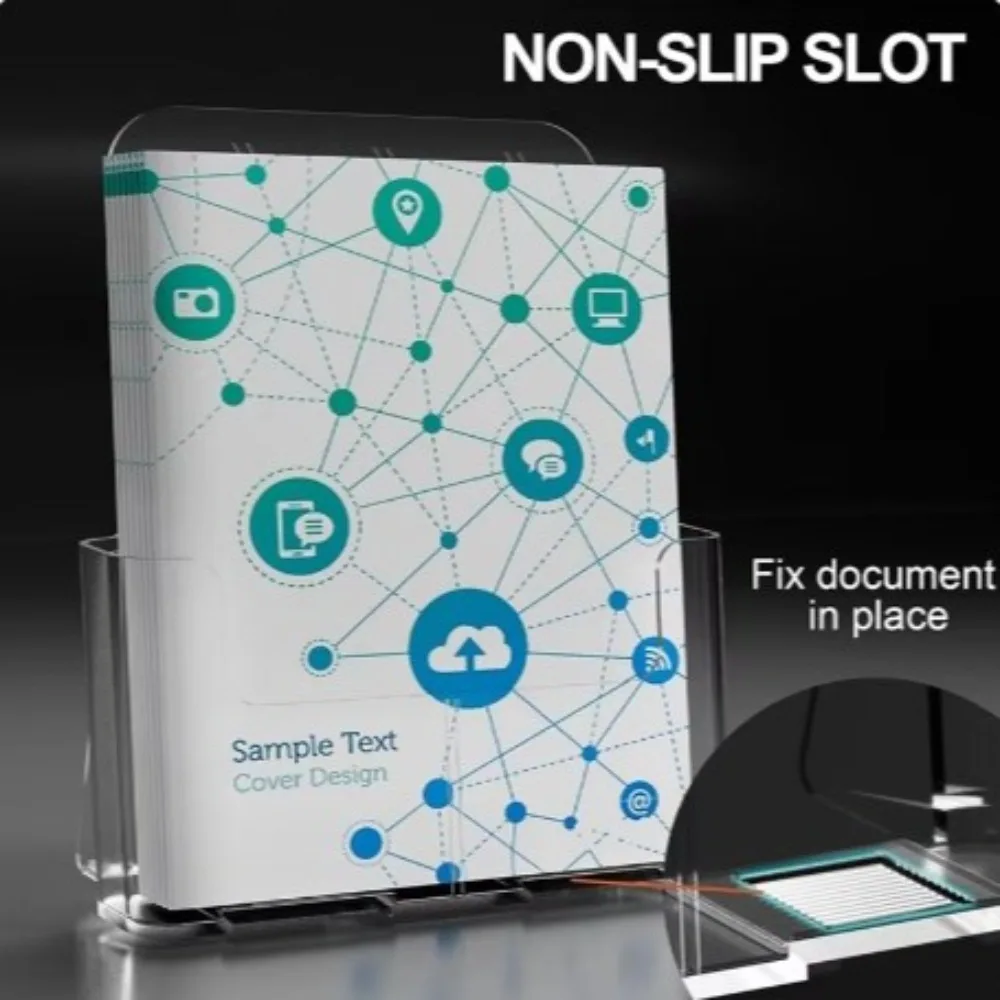 Durable A4 Size Brochure Holder Plastic Clear Filing Magazine Rack Slanted Back Non-slip Flyer Display Stand Bedroom