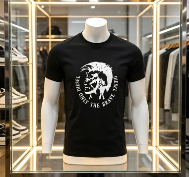 2026 New Fashion Leisure Men Cotton T-shirt Comfortable Round Neck Print Top Unisex Clothing Harajuku Retro Casual Street Wear
