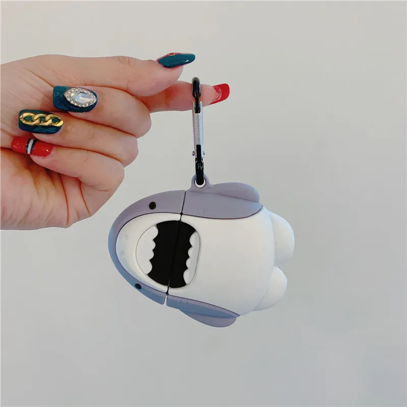 For Airpods Pro 2nd Generation Case 2022,Cute 3D White Shark Case For Airpods 1/2 Case,Silicone Earphone Airpods 3 Case Cover