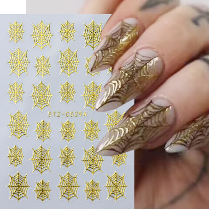 Halloween Spider Web Shape Nail Sticker Glitter Enhancement Adhesive Stereoscopic Personality Nail Art Enthusiasts