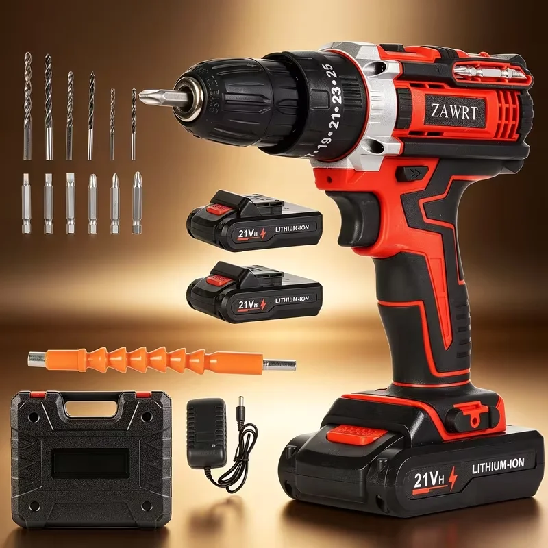 21V Wireless Impact Wrench, Brushless Electric Impact Drill Set, Optional with Rechargeable Batteries, Tool Case, Charger, Sockets And Complete Accessories, Suitable for Automotive Repair And Heavy-Duty DIY, Ideal Gift for Men, Halloween Gift