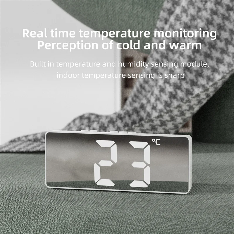 Xiaomi Youpin LED Mirror Table Clock Digital Alarm Snooze Display Time Desktop Electronic Table Clocks Desktop Electronic Clock