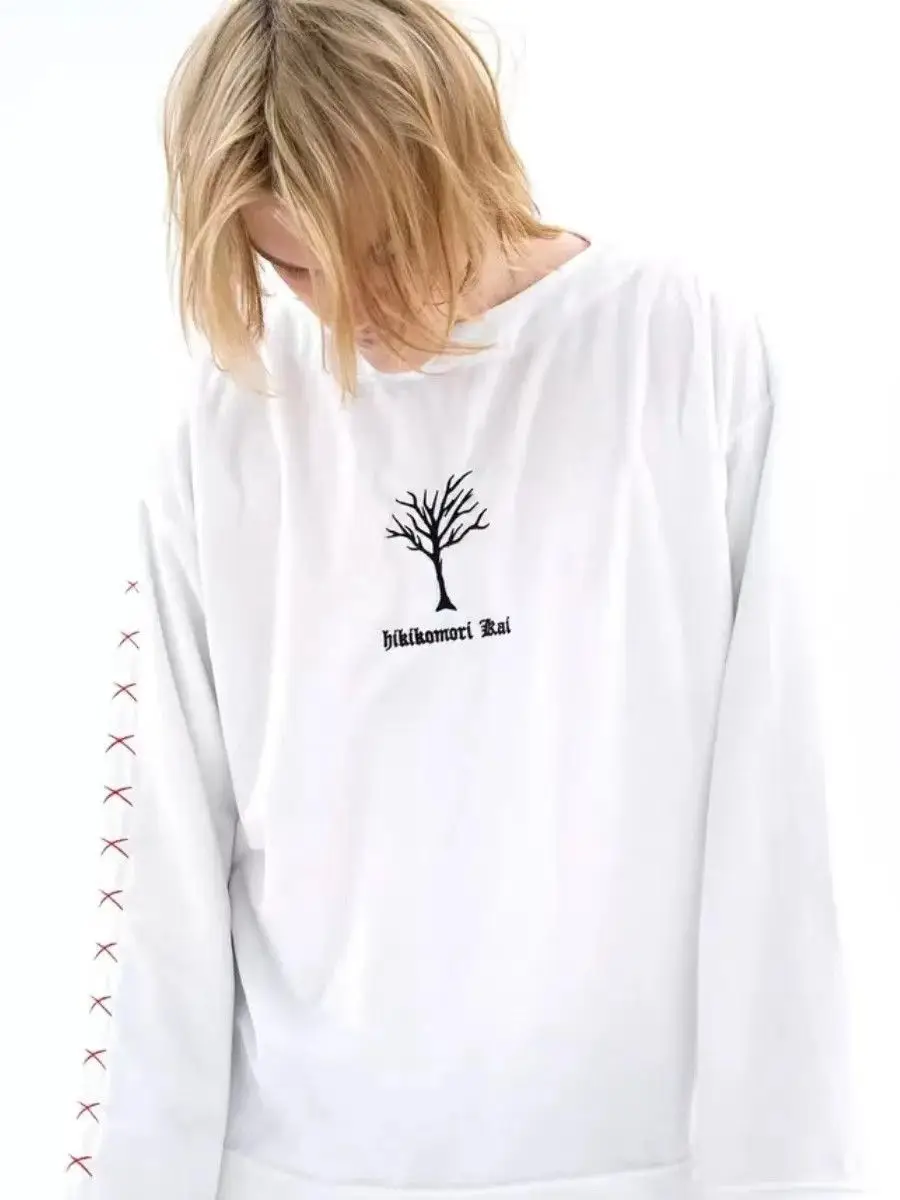 Chemises à manches longues en pur coton, gothique foncé, Punk, bandes dessinées amusantes imprimées pour Couples, sweat-shirt fin pour femmes, haut tendance d'automne