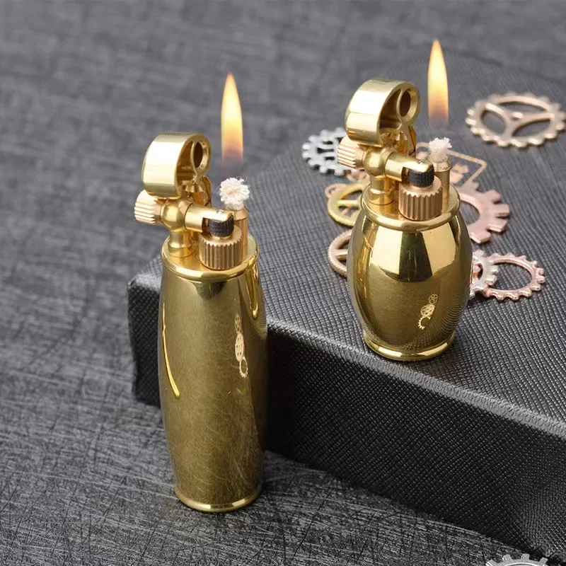 Retro fat brass lifting arm special-shaped kerosene lighter handmade grinding wheel high-end creative gift for men