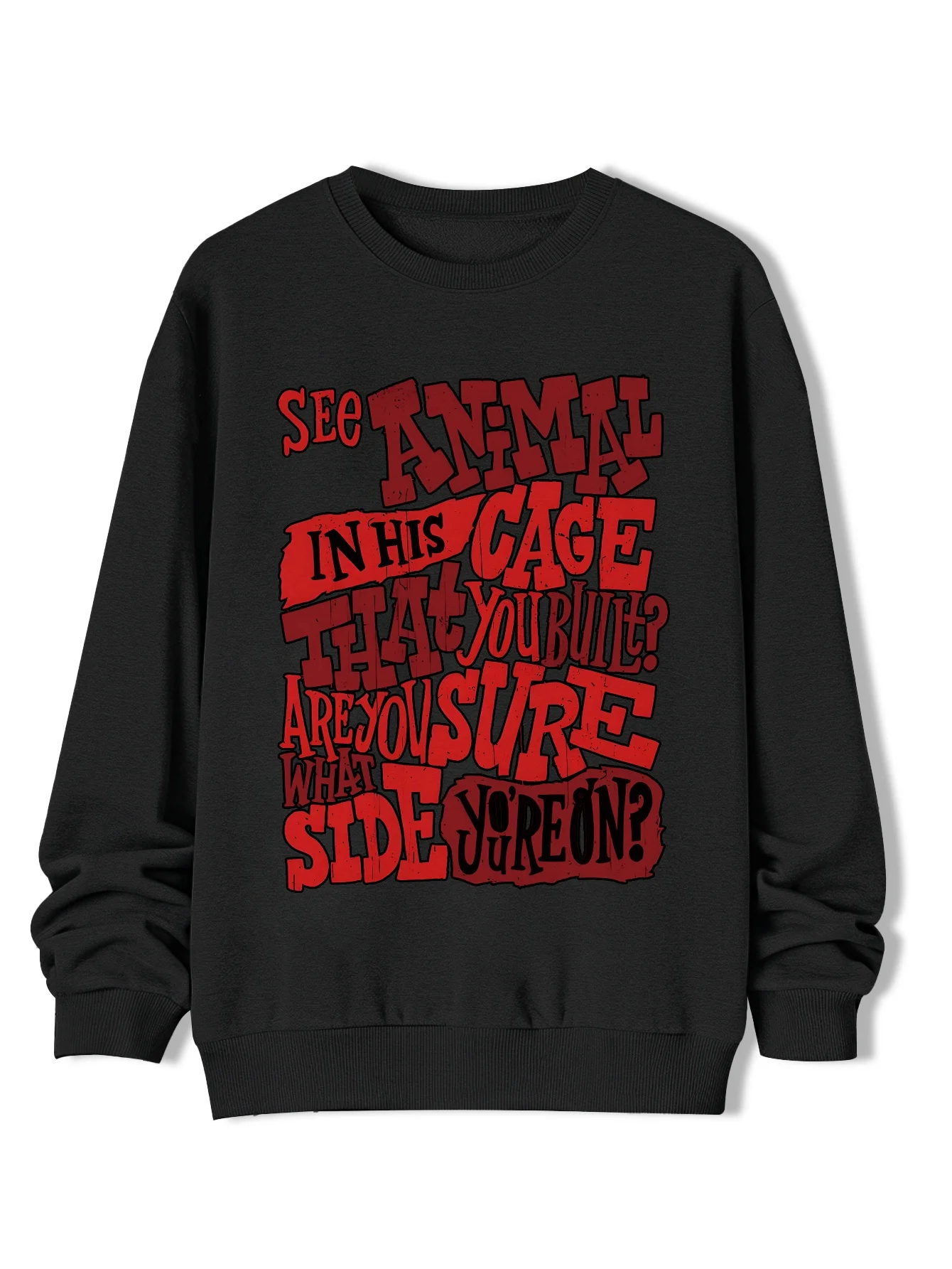 سويت شيرت برسومات فرقة معدنية ثقيلة للرجال - بلوفر أسود مع نص Red Rock، طراز Vintage Rock Merch لـ