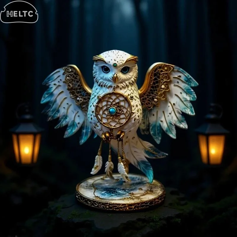 Transparent  2D Flat Acrylic Owl Decor Not 3D Solid Statue Sparkling Crystal Snow Owl Desktop Ornament With Clear Acrylic Stand