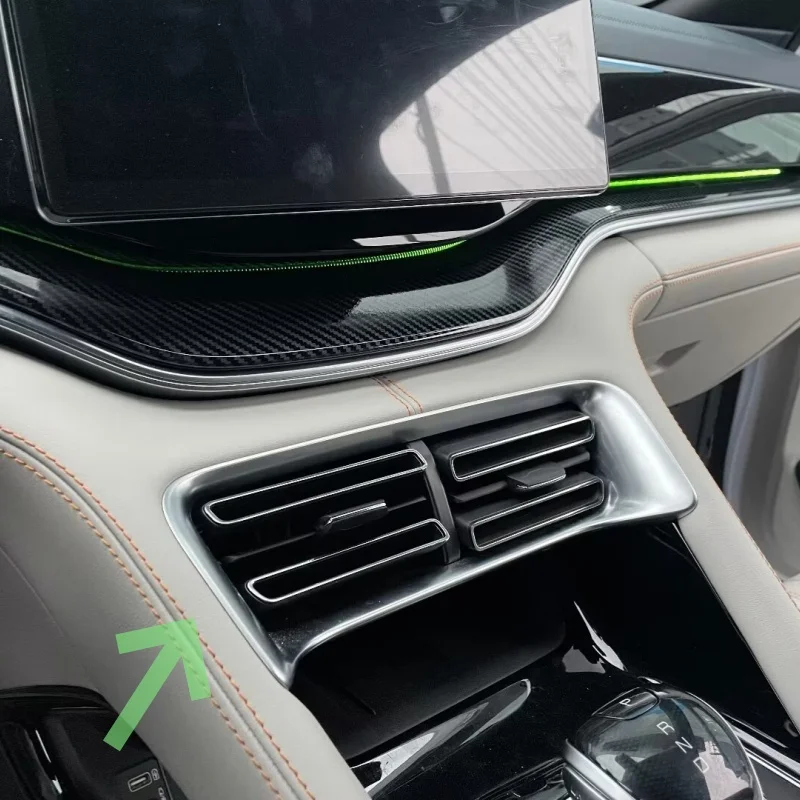 

For BYD Song Plus EV 2022-2024 Carbon ABS Front Dashboard Central Air Conditioner AC Vent Outlet Cover Protector Trim Styling