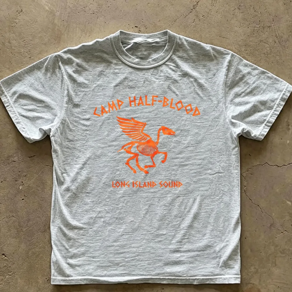 Camp Half‑Blood Long Island Sound Skeleton Pegasus Graphic T‑Shirt Casual Cotton Percy Jackson Greek Mythology Streetwear Tops