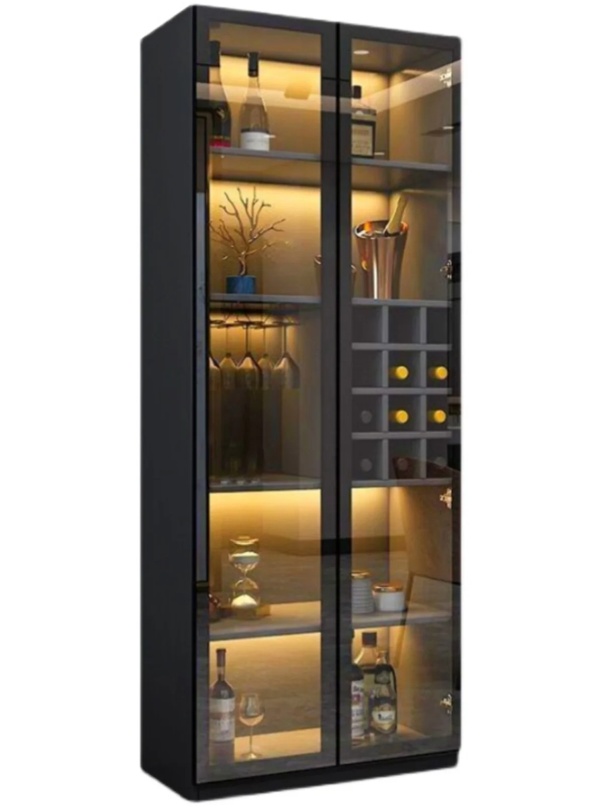 Luxury wine cabinet wall living room display cabinet modern simple small glass door high-end household collection lockers