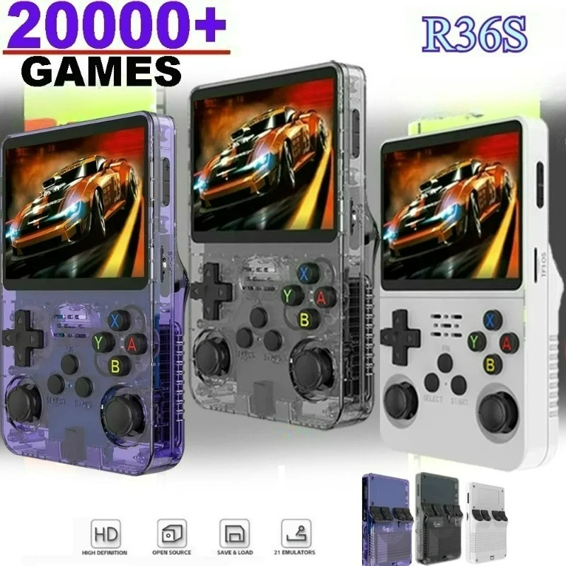 

R36S Handheld Game Console 3.5Inch IPS Screen 64GB Classic Retro Games Consoles Portable Pocket Game Player Children Gifts